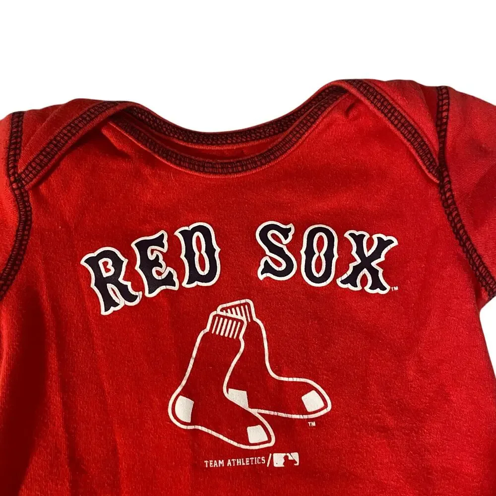 Team Athletics Red Sox Short Sleeve Onesie Sz 6-9 Months